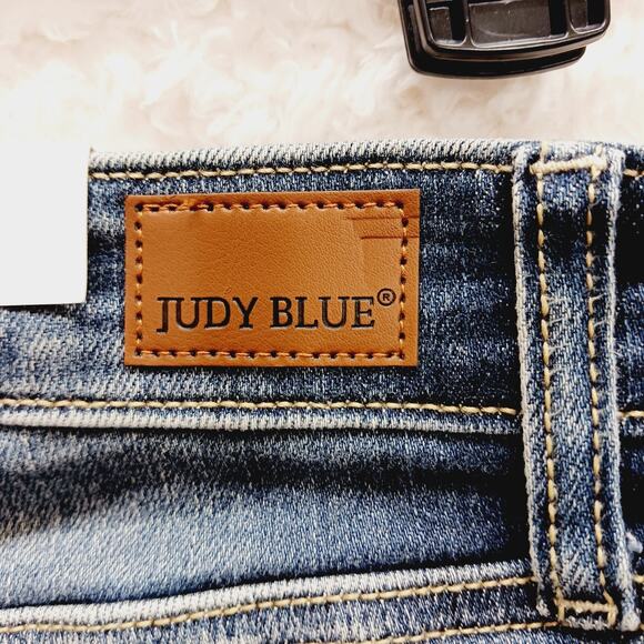 Jeans Judy Blue Boyfriend Distressed Mid Rise Medium Wash Boho Grunge Size 7/28 - Picture 16 of 16
